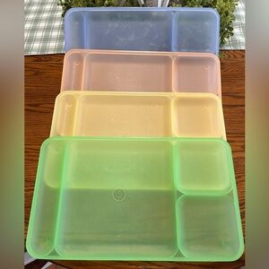 Tupperware Classic Divided Picnic Camping Trays Set of 4‎ Multicolor #1535